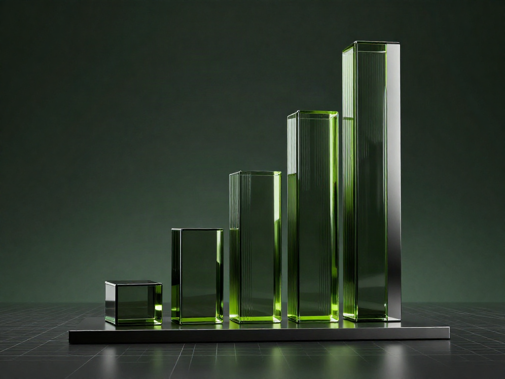 Ascending sculptural glass columns representing data-led business growth